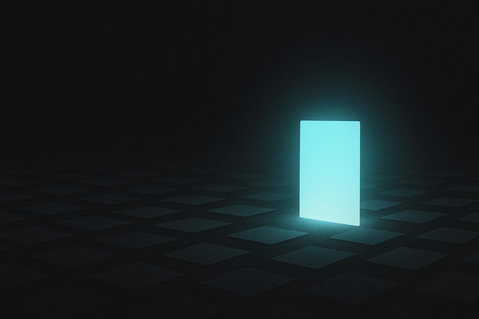 A single glowing upright page standing among scattered dim documents